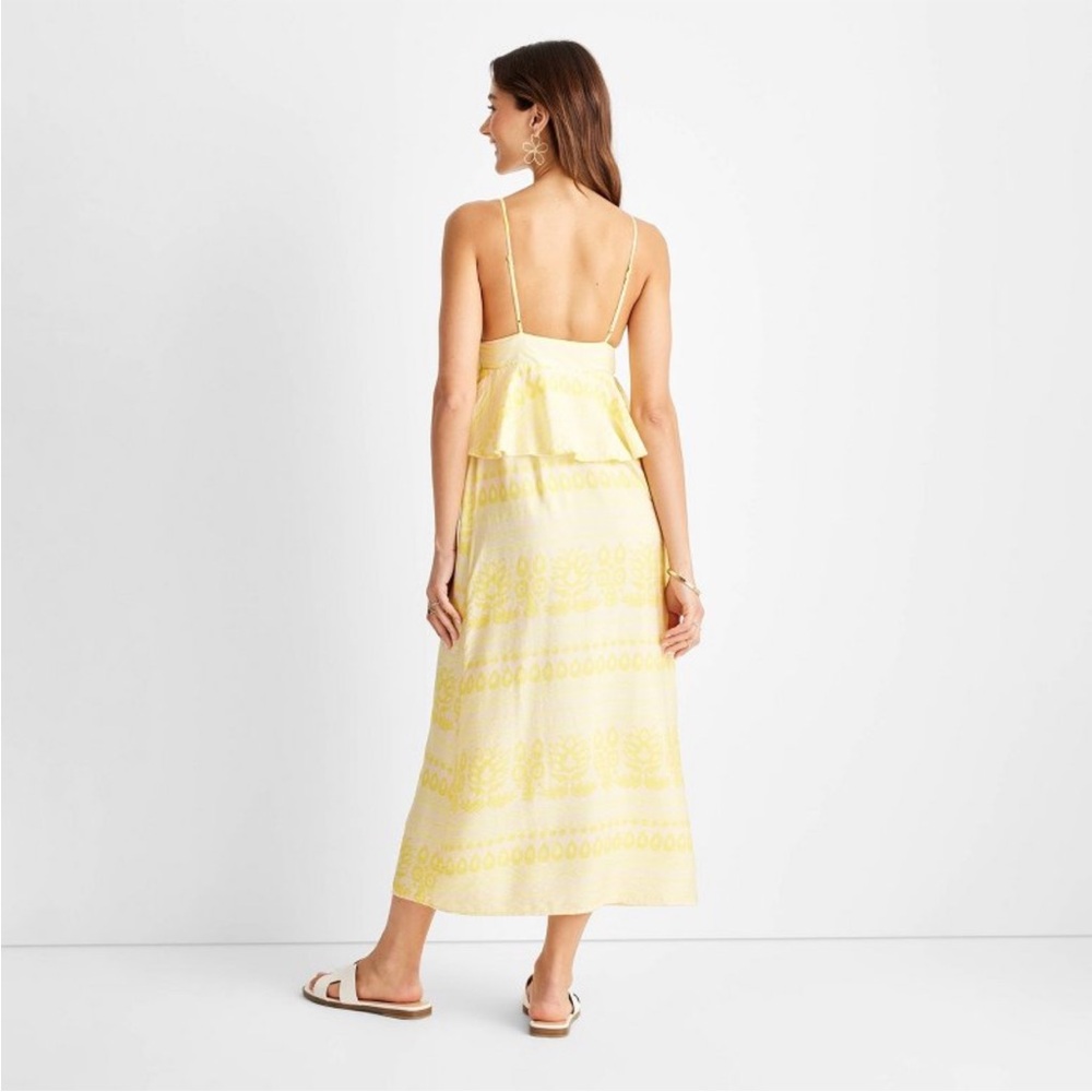 Women’s size 10 NWT Midi Ruffle Dress Jenny K. Lopez Future Collective Yellow - Picture 2 of 7